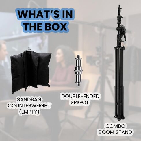 Combo Boom Stand – 12.95' Adjustable Photography Lighting Stand, 19.8 lb Capacity, 7' Boom Arm, Heavy-Duty Steel Support with 5/8" Mount for Studio, Camera, Lighting in Kuwait