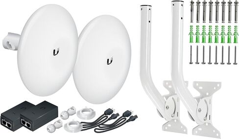 Wireless Bridge Ubiquiti NBE-M5-16 PRE-CONFIGURED, Bundle of 2 Ubiquiti NanoBeam M5 and Mounting Poles, Point to Point Outdoor WiFi Bridge, Plug and Play, 5GHz, 150+Mbps, 15+km Link Range in Kuwait