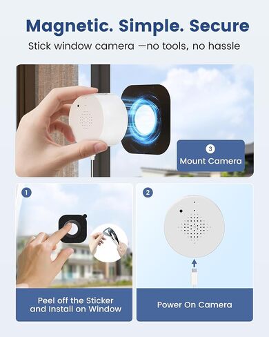 2K Window Camera, WiFi 6 Indoor Camera for Home Security,No Drill in Kuwait