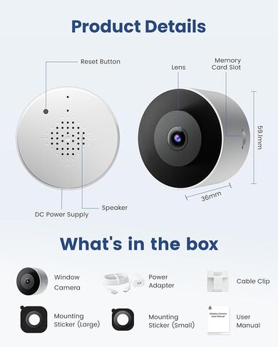 2K Window Camera, WiFi 6 Indoor Camera for Home Security,No Drill in Kuwait