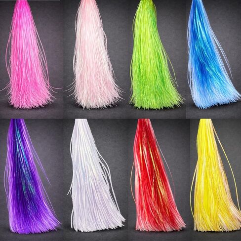 Fly Tying Materials - 8 Colors Crystal Flash, 8 Packs 1mm Width Synthetic Fiber for Streamer Nymph Flies and Lure Making in Kuwait