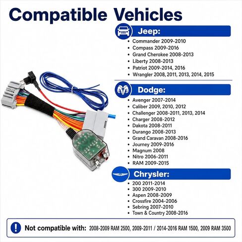 Car Subwoofer Amplifier Converter for Dodge Ram Challenger Charger, Jeep Commander Compass Grand Cherokee Liberty Patriot Wrangler, Chrysler, Plug-and-Play RCA Adapter, No Cutting Car Audio Wire in Kuwait