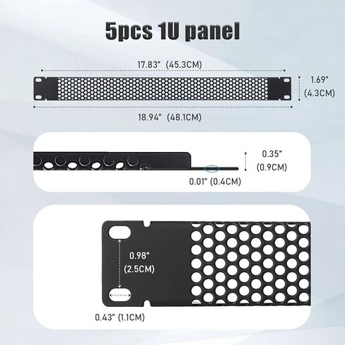 5 PCS 1U Cabinet Ventilation Panels with Ventilation Holes for Heat Dissipation for 19-inch Server Rack Cabinets, 1U Blank Panel Back Plates, Baffle in Saudi Arabia