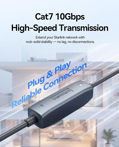 VENTION Starlink Gen 3 Complete Extension Kit: 35ft High-Speed Waterproof Ethernet Cable & IP68 Cable Coupler for Starlink V3/Mini in Kuwait