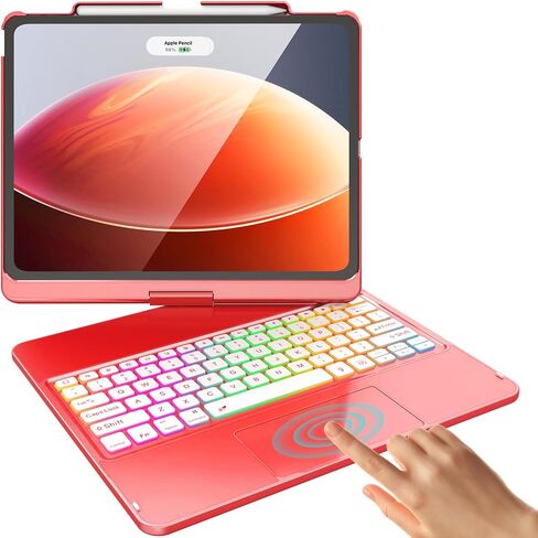 FUWANG for iPad Air 13 inch Case Keyboard & Pro 12.9", 360 Rotating, Purple in Kuwait