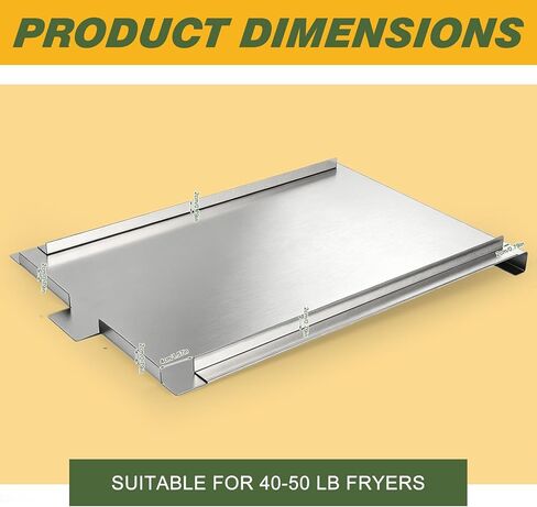 Commercial Deep Fryer Cover, 22 x 15.35 Inch Stainless Steel Tank Lid for 40-50 lbs Gas Floor Fryers, Night Shield with Easy-Peel Protective Film & Hand Lift for Food Truck/Restaurant in Saudi Arabia