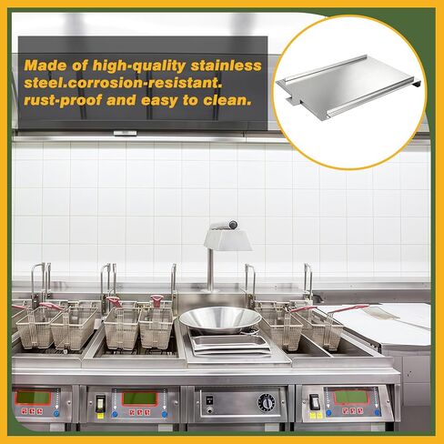 Commercial Deep Fryer Cover, 22 x 15.35 Inch Stainless Steel Tank Lid for 40-50 lbs Gas Floor Fryers, Night Shield with Easy-Peel Protective Film & Hand Lift for Food Truck/Restaurant in Saudi Arabia