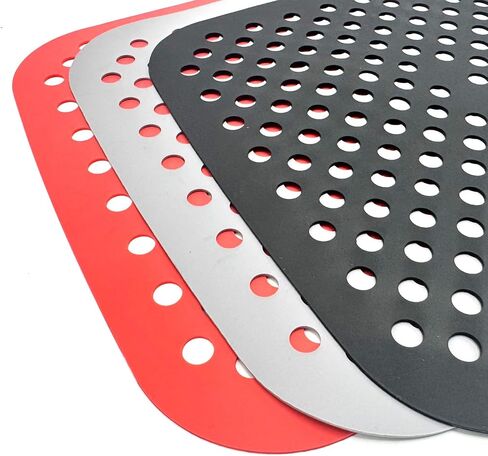 3 Pack 8.5" Reusable Square Silicone Air Fryer Liners Non-Stick, Easy-Clean Accessories Sheet Perfect for Quick Meals (Red&grey&black) in Kuwait