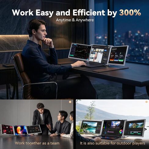 Ladomi Laptop Screen Extender, 14.1" Triple Screen Laptop Monitor Extender in Kuwait