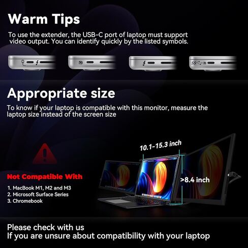 Ladomi Laptop Screen Extender, 14.1" Triple Screen Laptop Monitor Extender in Kuwait