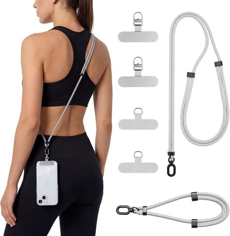 BESARME Phone Lanyard Set, 2 Pack, Black, Adjustable Crossbody & Wrist in Kuwait