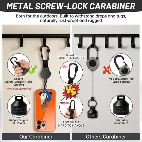 2 Pack Retractable Cell Phone Tether Anti Theft with Locking Carabiner in Kuwait