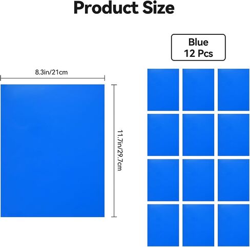 UTEBIT 12 Pcs Colored Plastic Sheets A4 Transparent Gel Light Filter Blue in Kuwait
