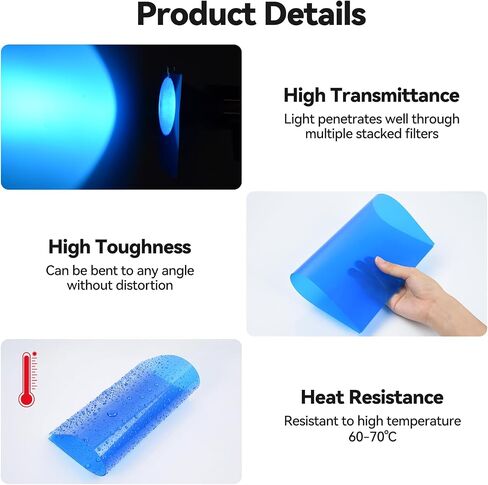UTEBIT 12 Pcs Colored Plastic Sheets A4 Transparent Gel Light Filter Blue in Kuwait