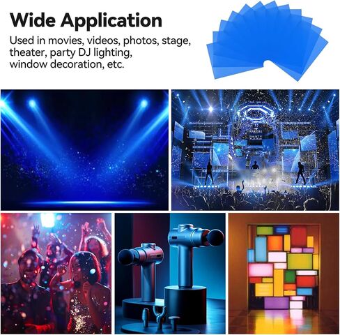 UTEBIT 12 Pcs Colored Plastic Sheets A4 Transparent Gel Light Filter Blue in Kuwait