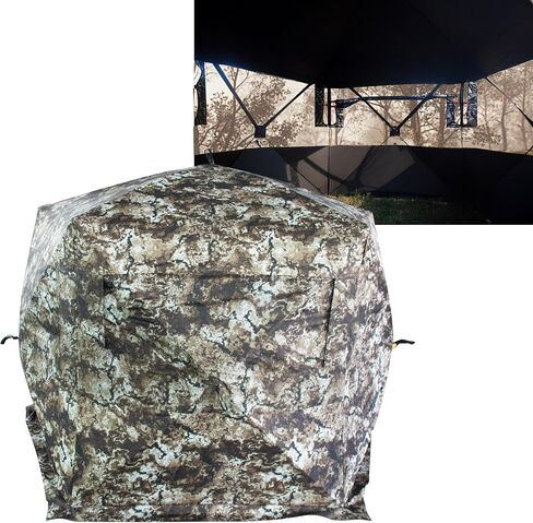 THUNDERBAY Gobbler Lodge 5-Side Hunting Blind, 4 Person Ground Blind for Deer Hunting, 300D Oxford Fabric Deer Ground Blind for Deer Hunting in Kuwait