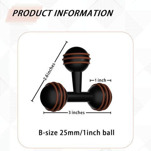 1'' Ball/25mm Aluminum Alloy Triple Ball Mount Compatible with Ram Mounts B Size Double Socket Arm Any B-Size 1'' Brackets.Expandable for GPS Devices(Triple 25mm Aluminum Adapter﻿) in Kuwait
