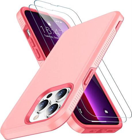 SPIDERCASE Designed for iPhone 13 Pro Case, [10 FT Military Grade Drop Protection] [with 2 pcs Tempered Glass Screen Protector] Cover for iPhone 13 Pro 6.1 inch (Black) in Kuwait