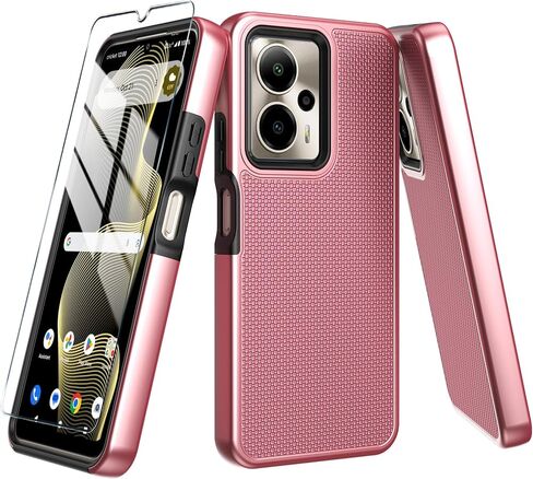 for Cricket Outlast 5G 2024/AT&T Motivate Pro 5G Case with Tempered Glass Screen Protector,Dual Layer Heavy Duty Shockproof Protection (Cricket Outlast 5G 2024,Black) in Saudi Arabia
