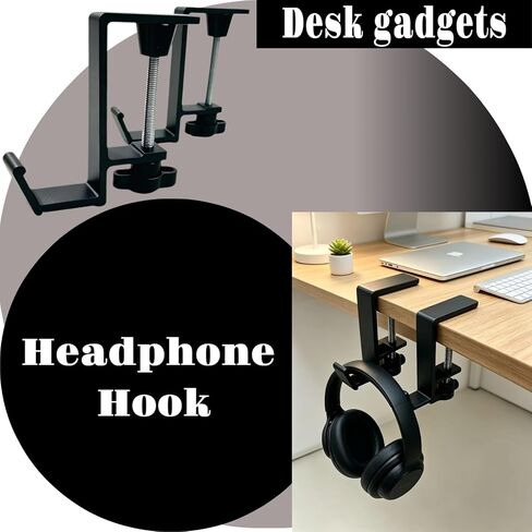 Gaming Headset Hanger Clamp L Shape Metal Headphone Holder Under Panel Headset Mount for PC Gaming Headsets Black 2-Pack in Kuwait