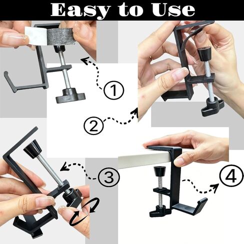 Gaming Headset Hanger Clamp L Shape Metal Headphone Holder Under Panel Headset Mount for PC Gaming Headsets Black 2-Pack in Kuwait