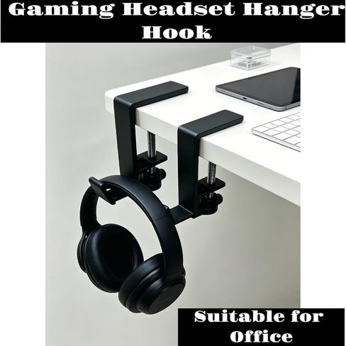 Gaming Headset Hanger Clamp L Shape Metal Headphone Holder Under Panel Headset Mount for PC Gaming Headsets Black 2-Pack in Kuwait