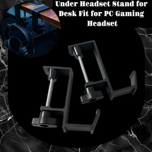 Gaming Headset Hanger Clamp L Shape Metal Headphone Holder Under Panel Headset Mount for PC Gaming Headsets Black 2-Pack in Kuwait