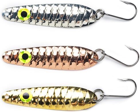 3-Pack Trigger Spoons, 2.25 Inch Stainless Steel Fishing Lures – Smooth Trolling Action – Durable Freshwater Metal Baits for Multi-Species Fishing in Kuwait
