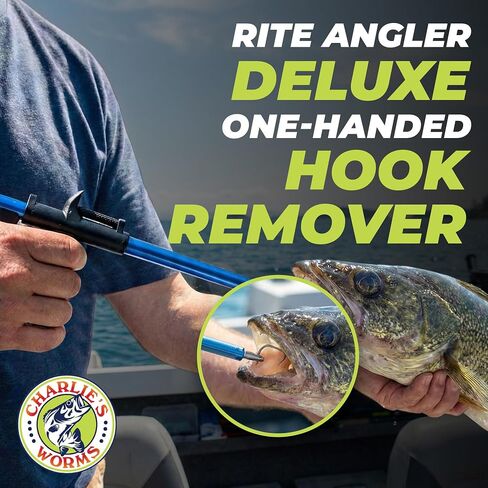 Rite Angler Fishing Hook Removal Tool – Stainless Steel Fish Hook Remover, Hook Extractor for Easy Unhooking, Dehooking and Quick Release Fishing Must Have Accessories Long Remover – 13.5", Blue/Black in Kuwait