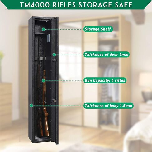 Templeton Biometric Rifle Safe, Quick Access Gun Safe, 4 Rifle, Silent Mode in Kuwait