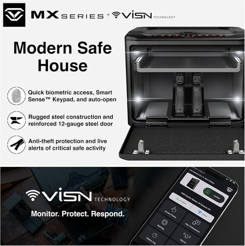VAULTEK MX Series High Capacity Smart Handgun Safe Multiple Pistol Storage Smart Safe with Biometric Scanner, Live Alerts, Modular Interior, and Auto-Open Door (Biometric + WiFi) in Kuwait
