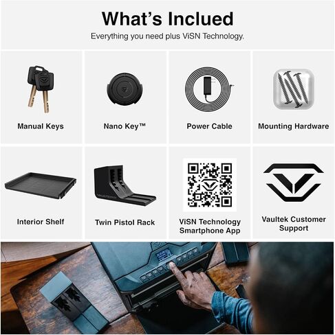 VAULTEK MX Series High Capacity Smart Handgun Safe Multiple Pistol Storage Smart Safe with Biometric Scanner, Live Alerts, Modular Interior, and Auto-Open Door (Biometric + WiFi) in Kuwait