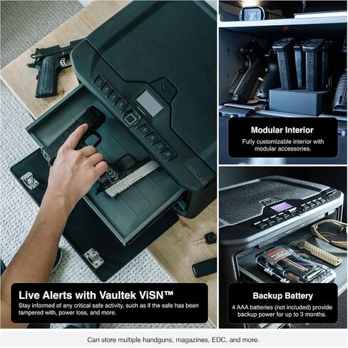 VAULTEK MX Series High Capacity Smart Handgun Safe Multiple Pistol Storage Smart Safe with Biometric Scanner, Live Alerts, Modular Interior, and Auto-Open Door (Biometric + WiFi) in Kuwait