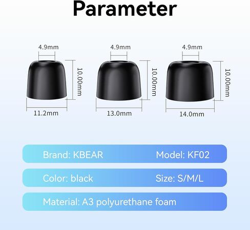 6 Pairs IEM Ear tips for KZ ZS10 Pro in ear Monitor, KBEAR KF02 Memory Foam Earbud Tips Noise Canceling Eartips for KZ ZS12 PRO-2, Castor-Pro, ZAR, ZAS, CCZ Melody, KS1, Tangzu, CCA CRA (L/M/S, Black) in Kuwait