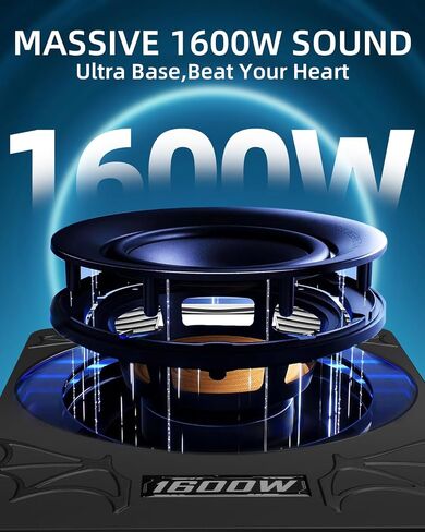 1600W Slim Underseat Car Subwoofer and Amp Package, Powered Under Seat Subwoofer with Built-in Amp, Subsonic Deep Bass, Cast Aluminum, DSP Class D, LED Ambient Light, for Truck SUV Sedan in Saudi Arabia