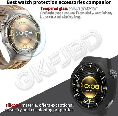 Screen Protector & Case Compatible for Huawei Watch GT 6 Pro Smart Watch, 1.47'' Display ，HD Tempered Glass Protective Film and Silicone Soft Cases Not for GT 6 (Pack of 3+2) in Saudi Arabia