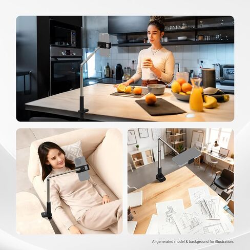 NEEWER Entry Level Version Phone Stand for Desk & Bed, 360° Adjustable Office Table Bedside Overhead Cell Phone Holder Mount Compatible with iPhone Samsung Android for Video Recording Filming, X6 in Kuwait