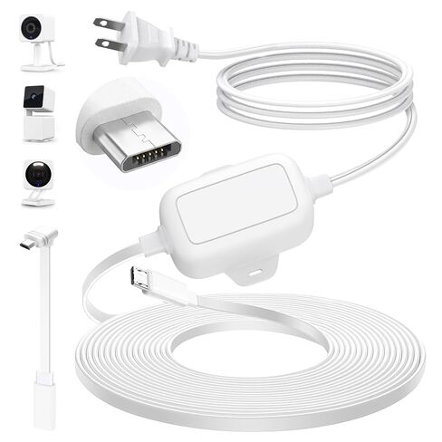 delilyn 30FT Outdoor Power Adapter for WYZE Cam V4, Cam OG/V3/V3 Pro, L-Shape Micro USB Extension Cable for WYZE Cam Pan V3, Replace for WYZE Plug, IP67 Waterproof Flat Cable Charge Your Camera in Kuwait