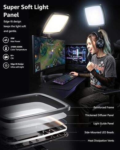 NiceVeedi 14" Large Soft Light with 75" Stand, Full Screen Dimmable Ring Light, 3 Color/Modular Design/Remote/Phone Holder, Streaming Light for Video Recording/Home Office/TikTok/Makeup/Zoom in Kuwait