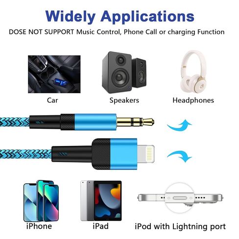 [Apple MFi Certified] Lightning to 3.5mm Aux Cord for iPhone, 2Pack/3.3ft Aux Cord Audio Cable for Car Headphone Home Speaker Stereo Compatible with iPhone 14 13 12 11 Pro Max Mini XR XS 8 7 6 iPad in Kuwait