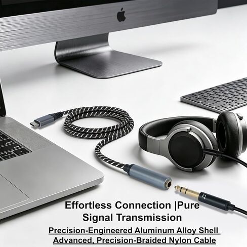 USB C to 6.35mm TRS Stereo Audio Cable 3.3 FT,USB C to 1/4 inch TRS Female Cable Audio Jack Cord for Phones, Amplifier, Speaker, Headphone, Mixing Console (No Recording Support) in Kuwait