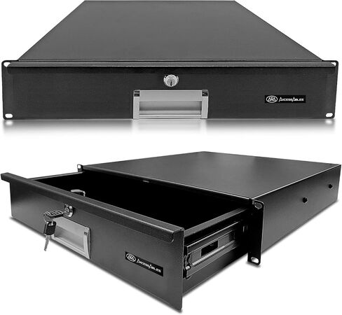 3U Locking Rack Drawer by AxcessAbles | 15" Deep Secured Metal Server Rack Mount Storage Drawer | 45lb Capacity | Compatible with 19-Inch Rack-Mount Cases, Audio Video Equipment Cabinets (RKDRAWER3U) in Kuwait