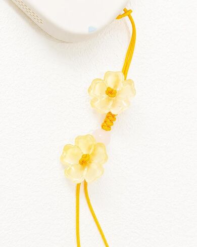 Cute Flower Beads Phone Lanyard, Marigold Kawaii Braided Phone Lanyard, Glass Bead Charm, Key Chain, Bag Charm in Saudi Arabia