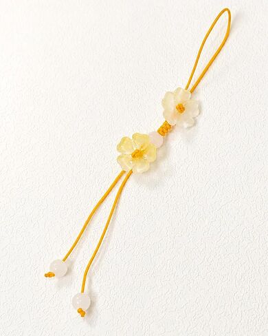 Cute Flower Beads Phone Lanyard, Marigold Kawaii Braided Phone Lanyard, Glass Bead Charm, Key Chain, Bag Charm in Saudi Arabia