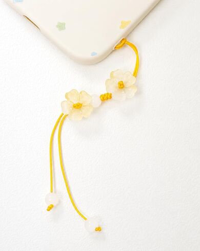 Cute Flower Beads Phone Lanyard, Marigold Kawaii Braided Phone Lanyard, Glass Bead Charm, Key Chain, Bag Charm in Saudi Arabia