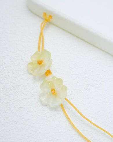 Cute Flower Beads Phone Lanyard, Marigold Kawaii Braided Phone Lanyard, Glass Bead Charm, Key Chain, Bag Charm in Saudi Arabia
