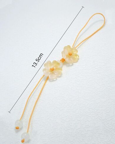 Cute Flower Beads Phone Lanyard, Marigold Kawaii Braided Phone Lanyard, Glass Bead Charm, Key Chain, Bag Charm in Saudi Arabia