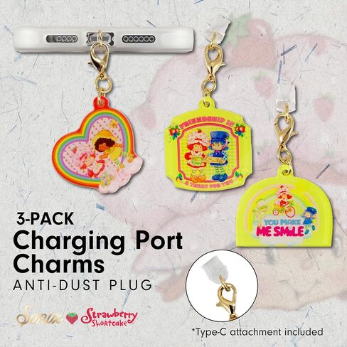 Sonix Dust Plugs - USB C + Lightning Compatible - Charging Port Charms (3 Pack) (Strawberry Shortcake Berry Besties Rainbow) in Kuwait