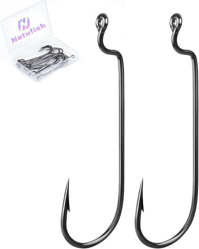 Natufish EWG Worm Hooks Weedless Strong Hooks 50/100Pcs Bass Fishing in Kuwait