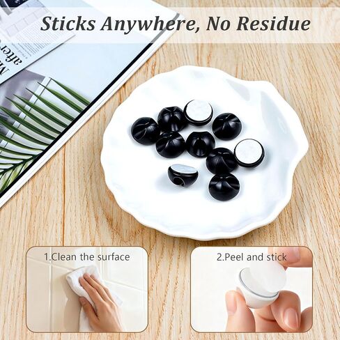 20-Pack Adhesive Cable Clips – Simple Wire Organizer Holders for Desk, Car, Home, and Office Cord Management in Kuwait